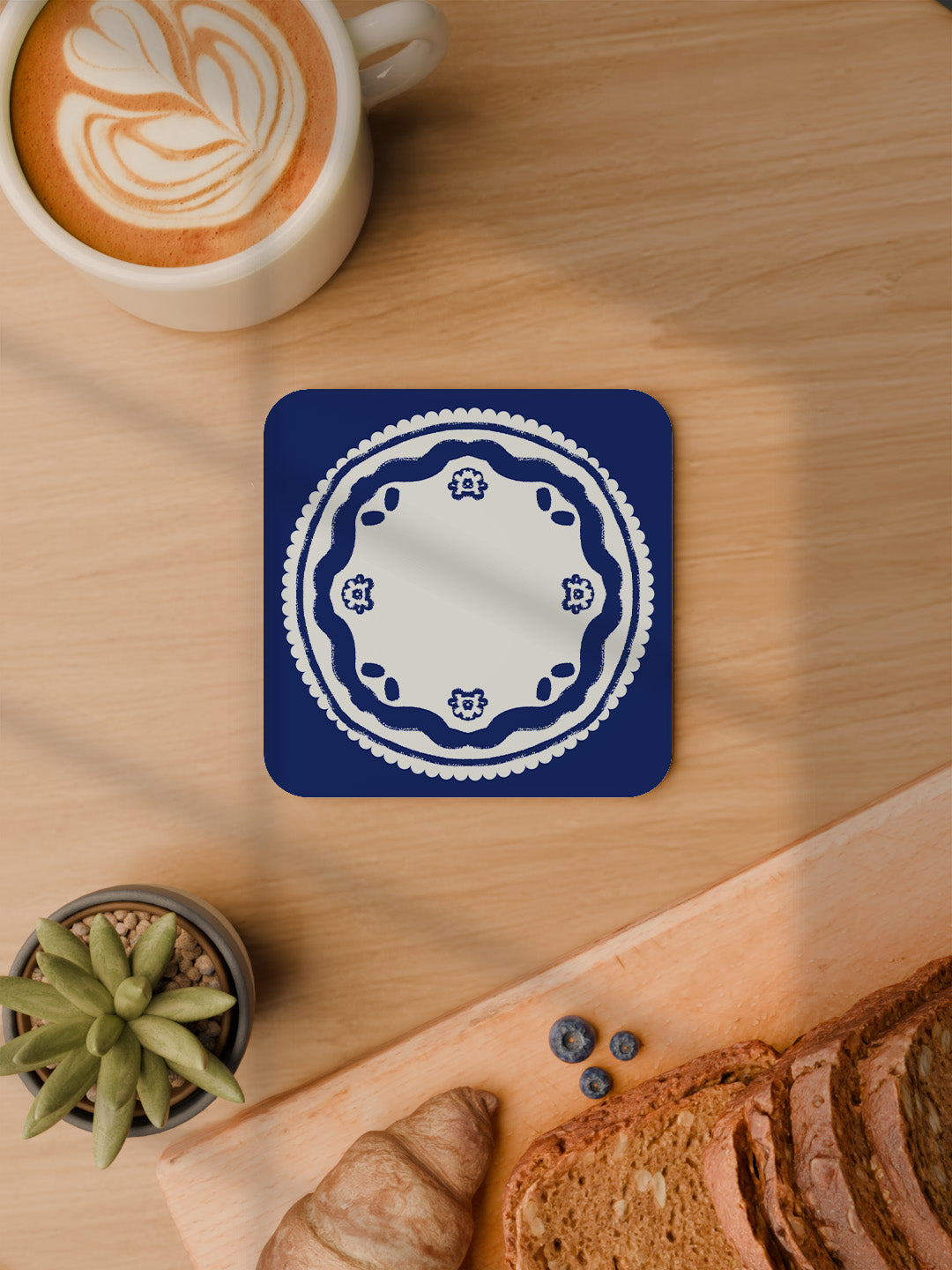 Indigo Charm Graphic Coasters - Pack of 6