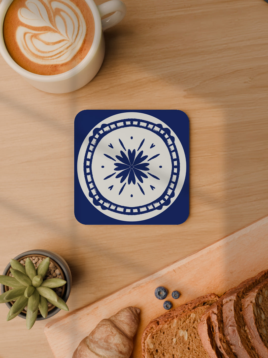 Indigo Charm Graphic Coasters - Pack of 6