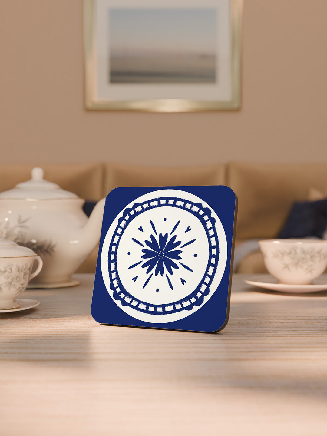 Indigo Charm Graphic Coasters - Pack of 6