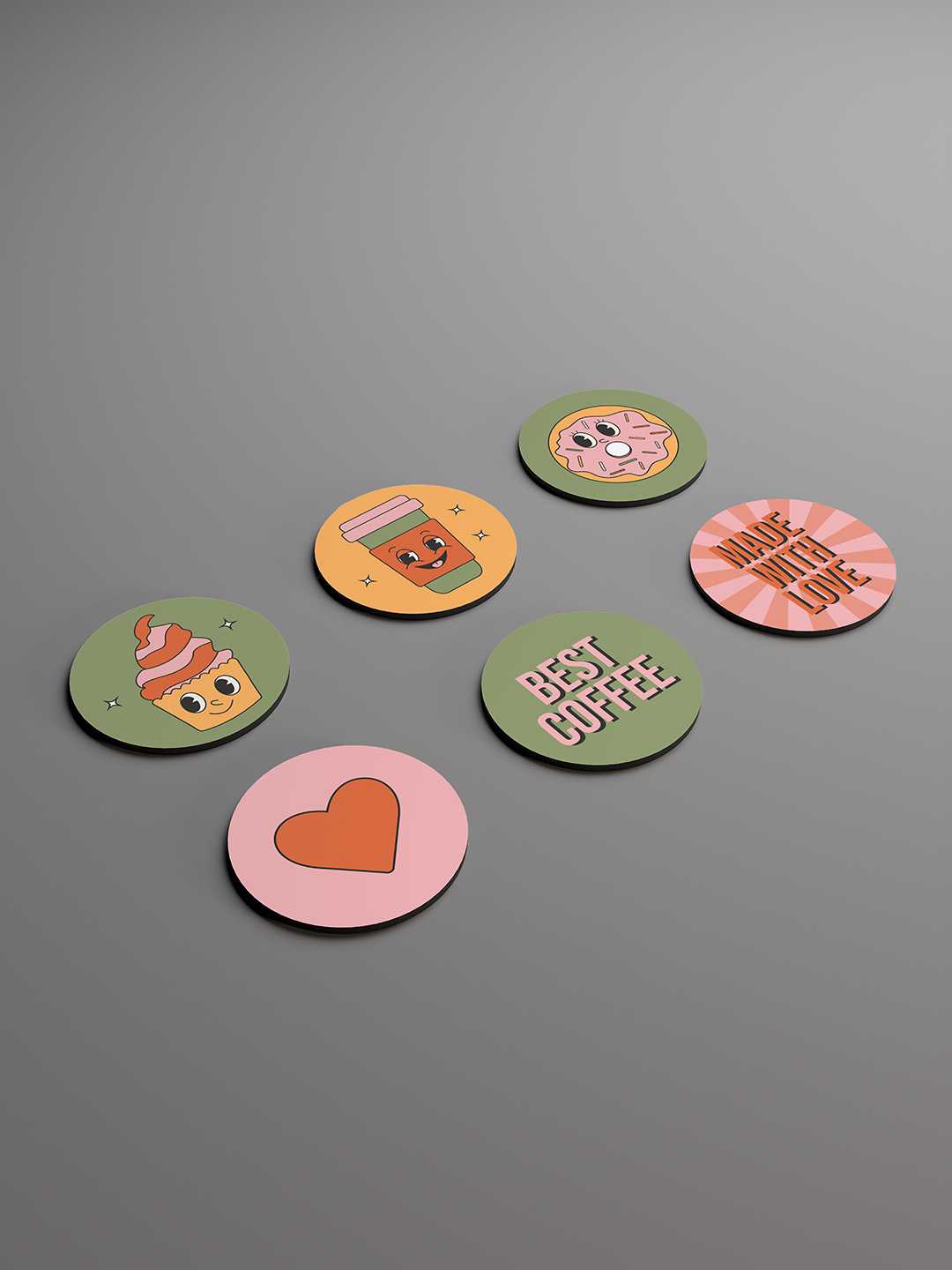 Love and Latte Graphic Coasters - Pack of 6