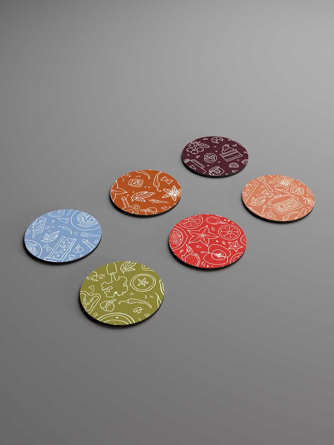 Whimsy Kitchen Graphic Coasters - Pack of 6