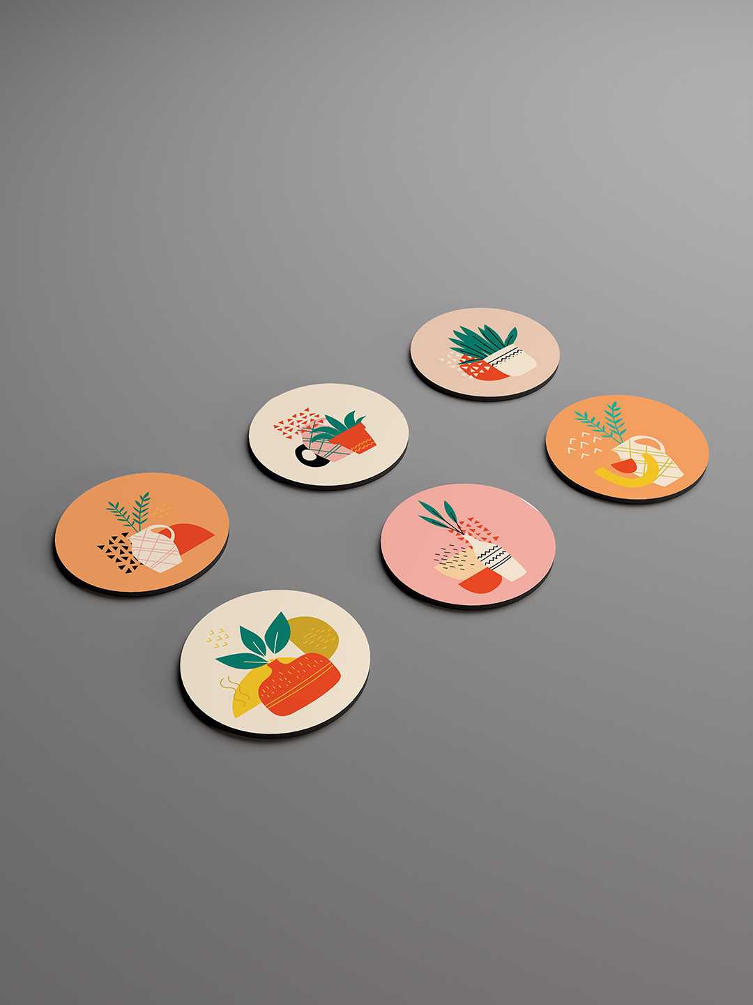 Boho Bloom Graphic Coasters - Pack of 6