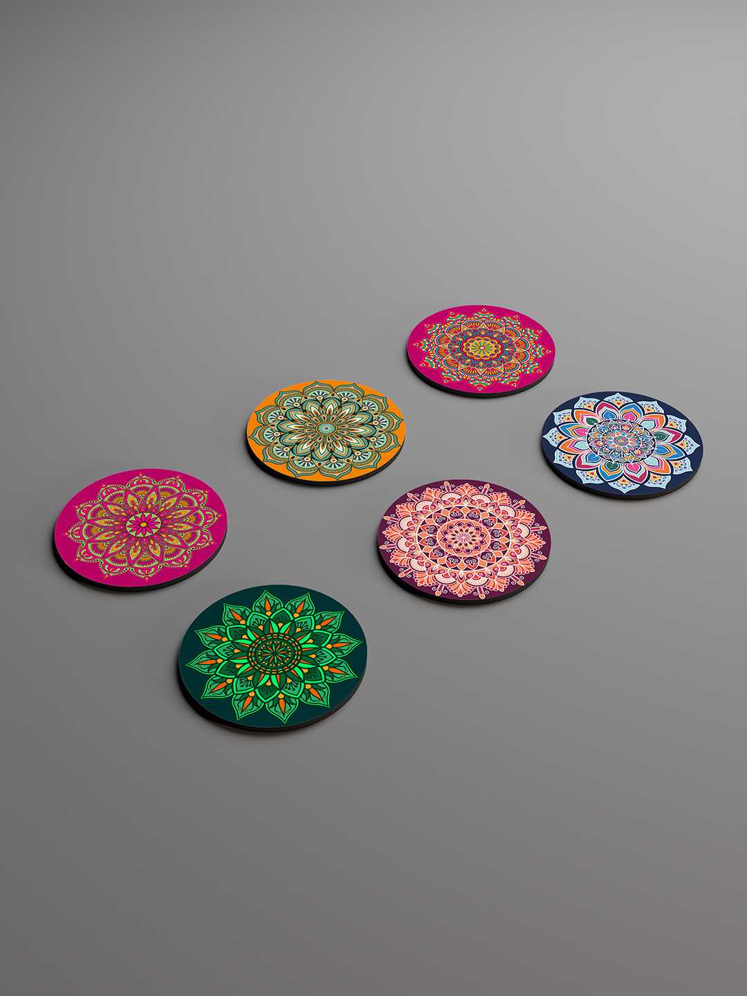 Mandala Pattern Graphic Coasters - Pack of 6