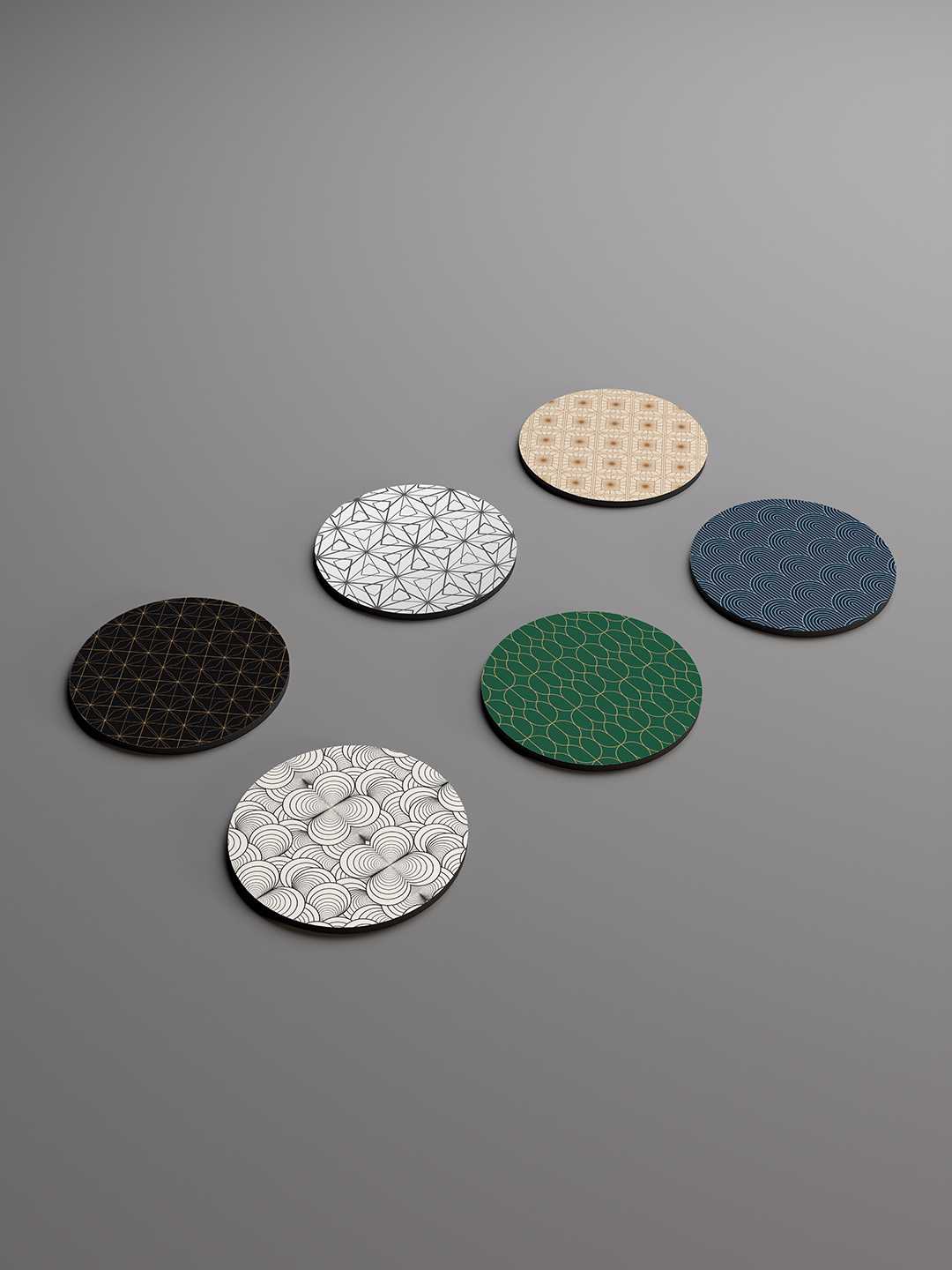 Elegant Luxe Pattern Graphic Coasters - Pack of 6