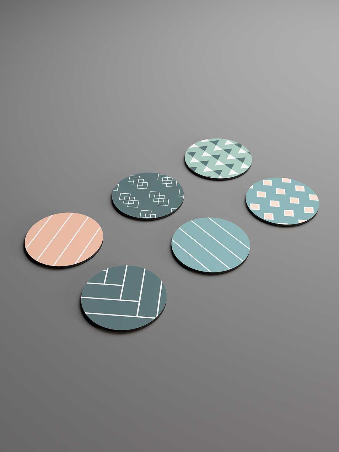 Pastel Geometry Art Graphic Coasters - Pack of 6