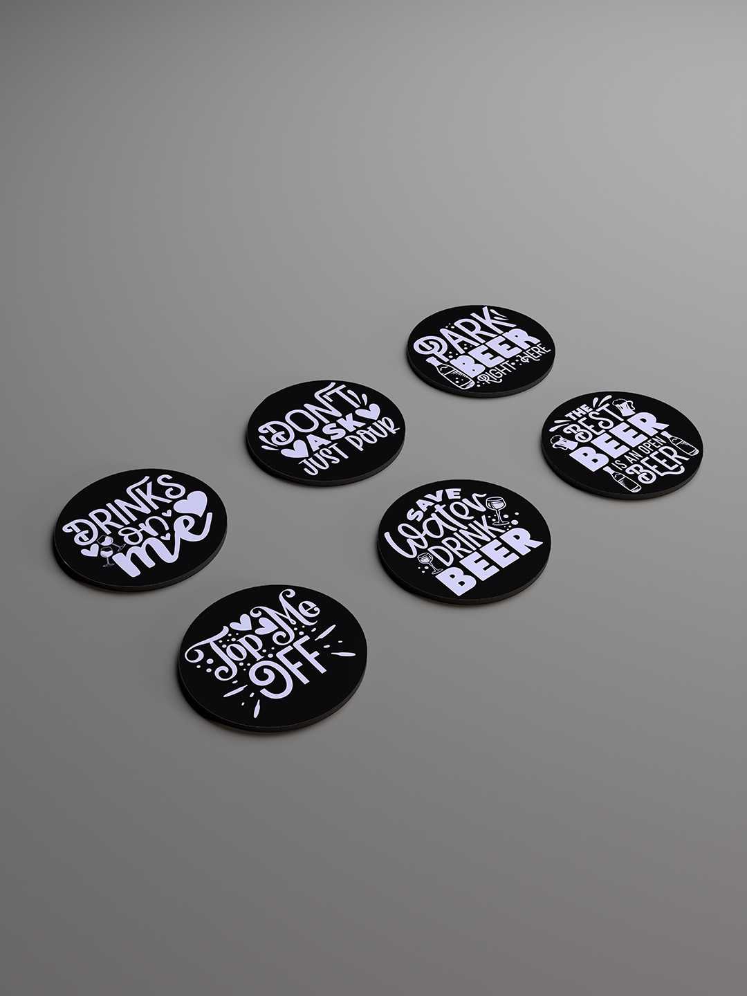 Drunk Talks Graphic Coasters - Pack of 6