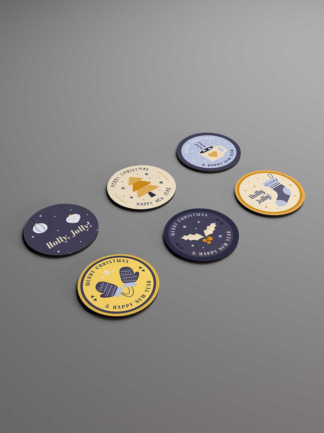 Christmas Graphic Coasters - Pack of 6