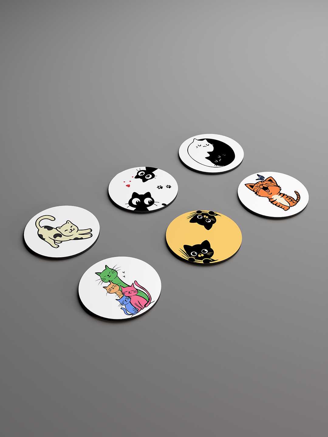 Cats Graphic Coasters - Pack of 6