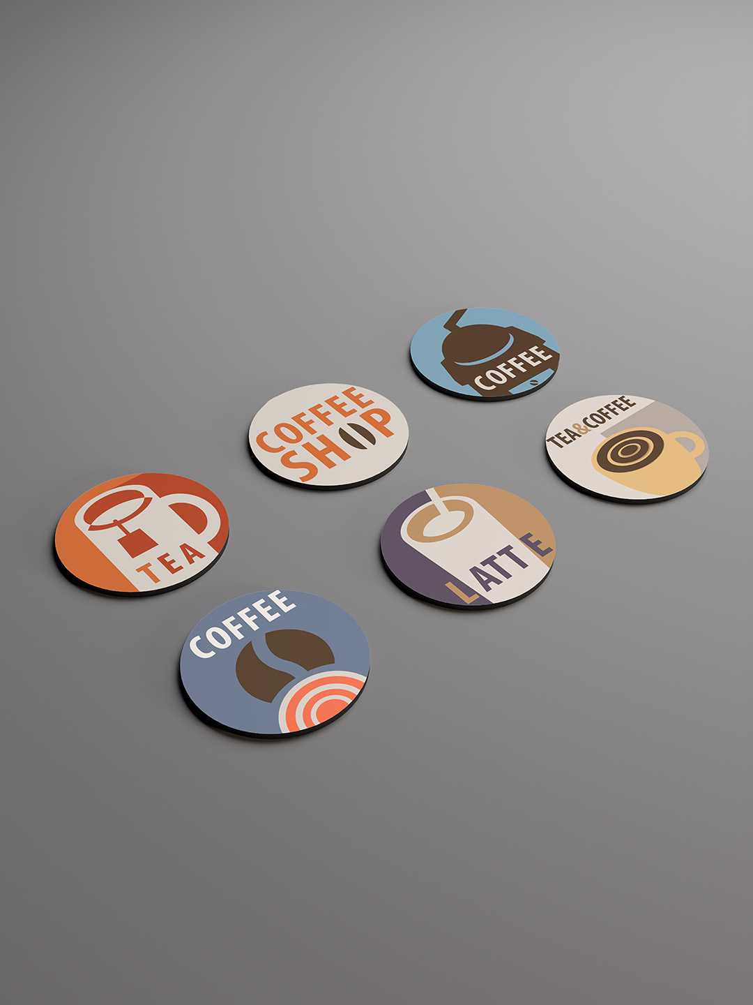 Tea & Coffee Graphic Coasters - Pack of 6