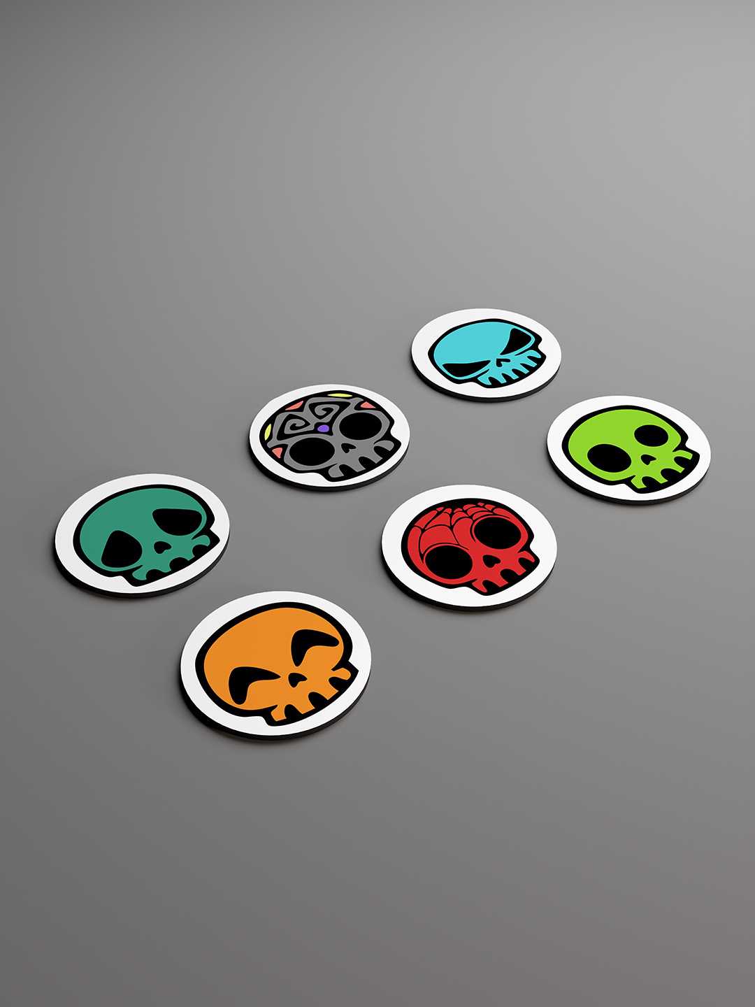 Skull Graphic Coasters - Pack of 6