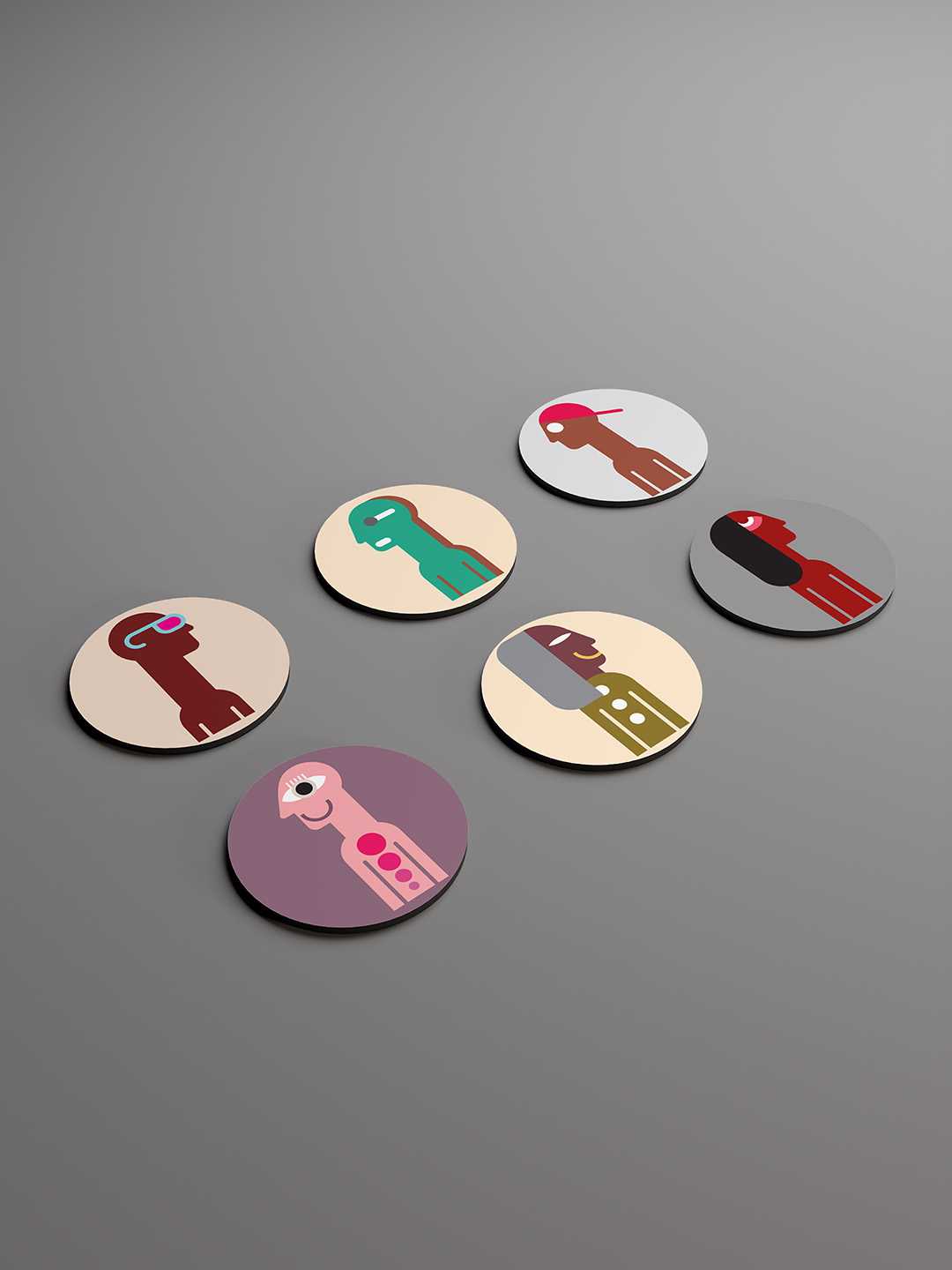 The Quirky Squad Graphic Coasters - Pack of 6