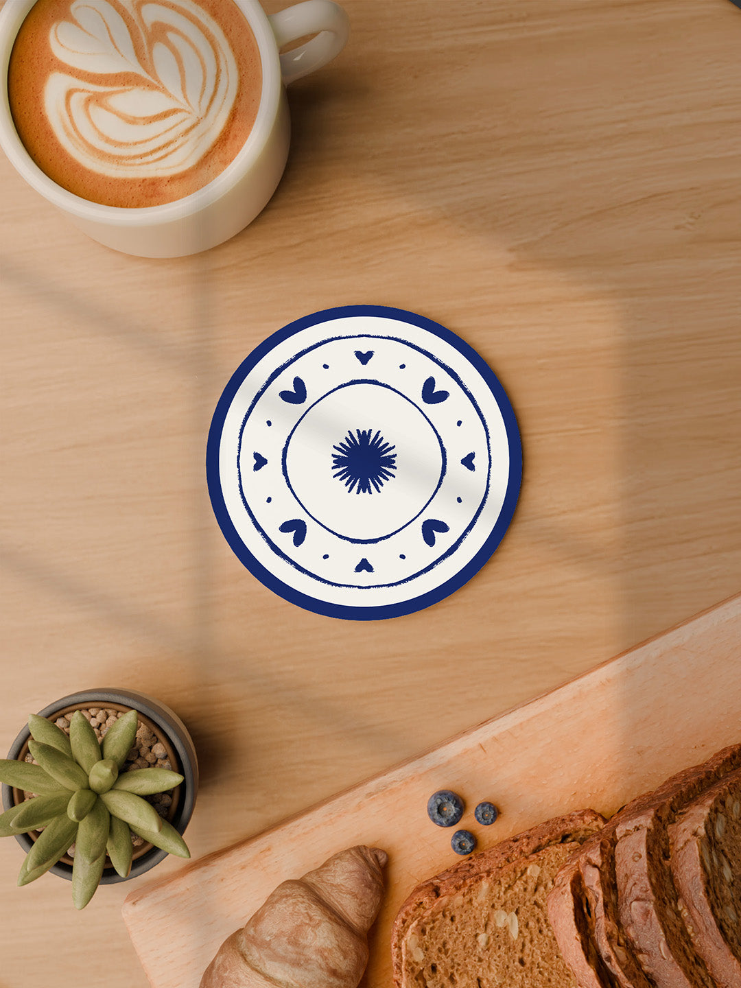 Indigo Charm Graphic Coasters - Pack of 6