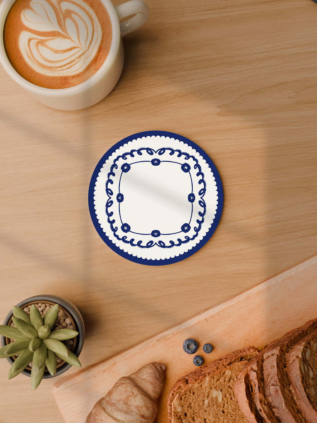 Indigo Charm Graphic Coasters - Pack of 6