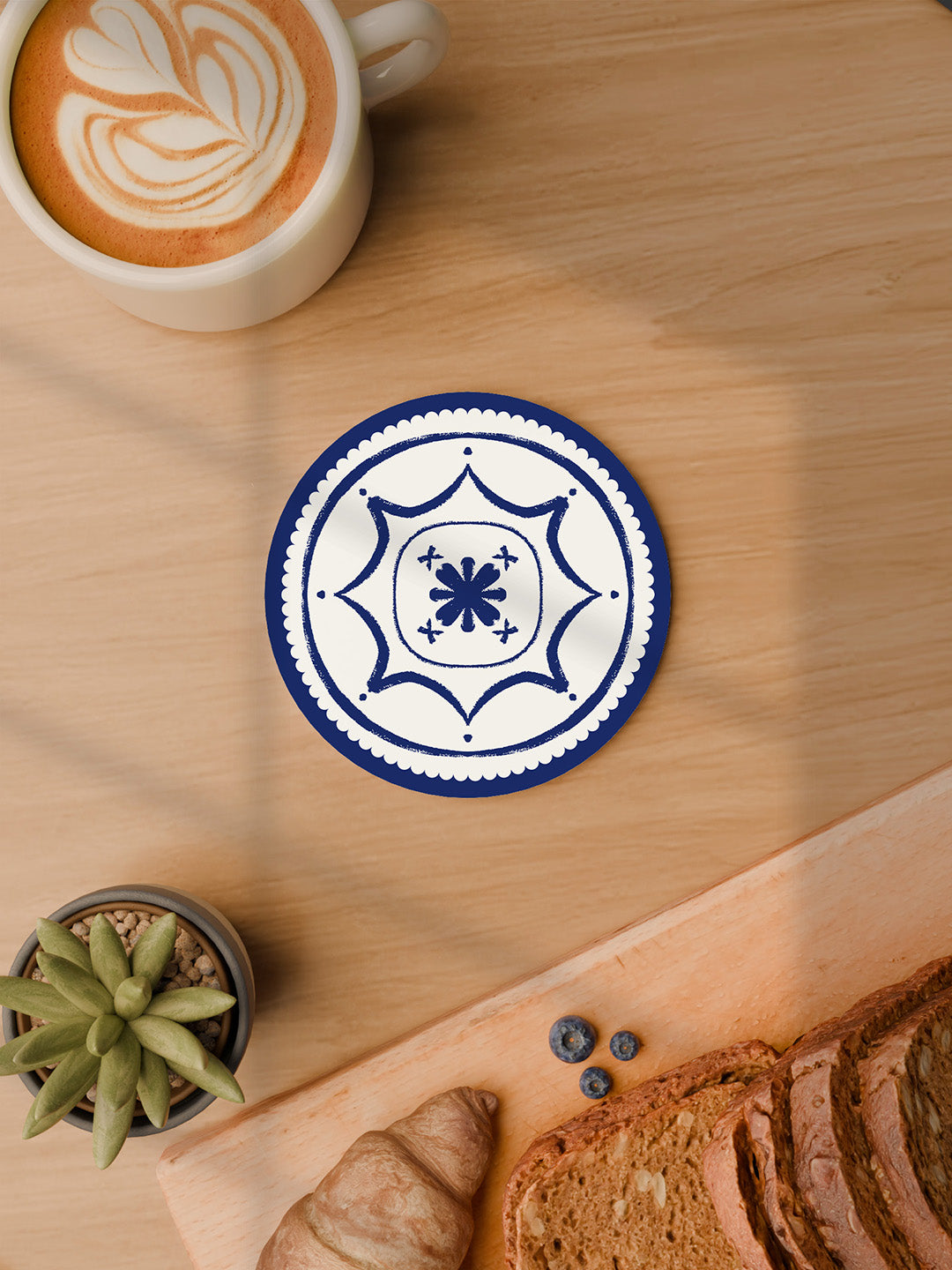 Indigo Charm Graphic Coasters - Pack of 6