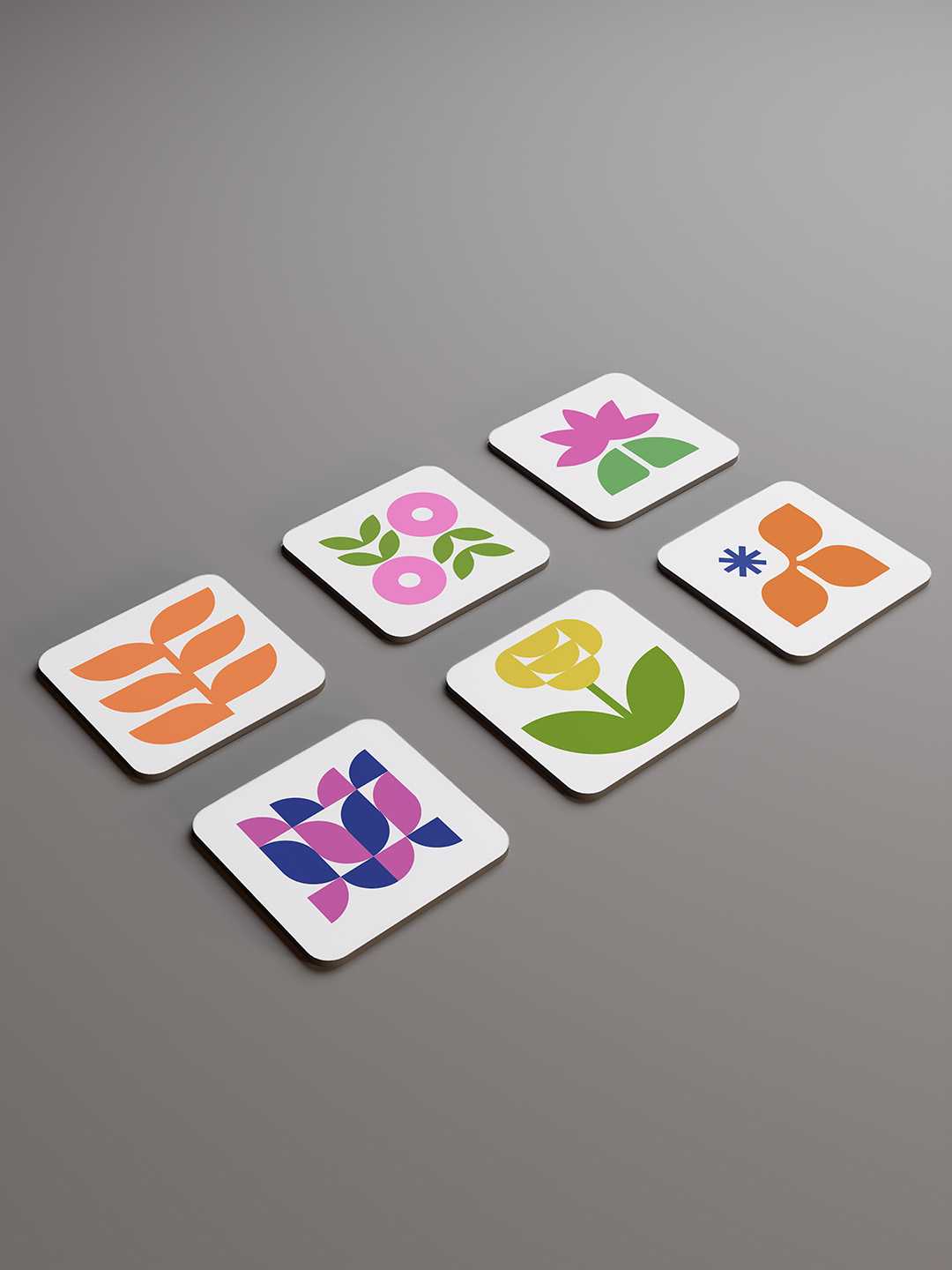 Geo Floral Graphic Coasters - Pack of 6