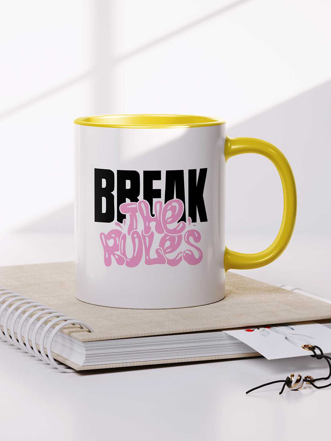 BREAK THE RULES Graphic Printed Ceramic Mug