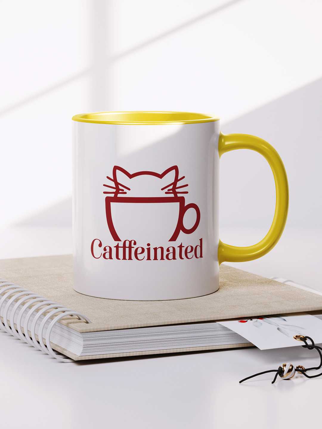 CATFFEINATED Graphic Printed Ceramic Mug