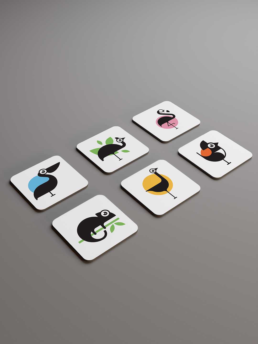 Birdy Nest Graphic Coasters - Pack of 6