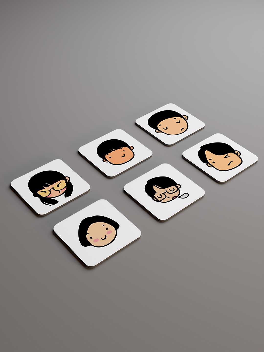 Face Expression Graphic Coasters - Pack of 6