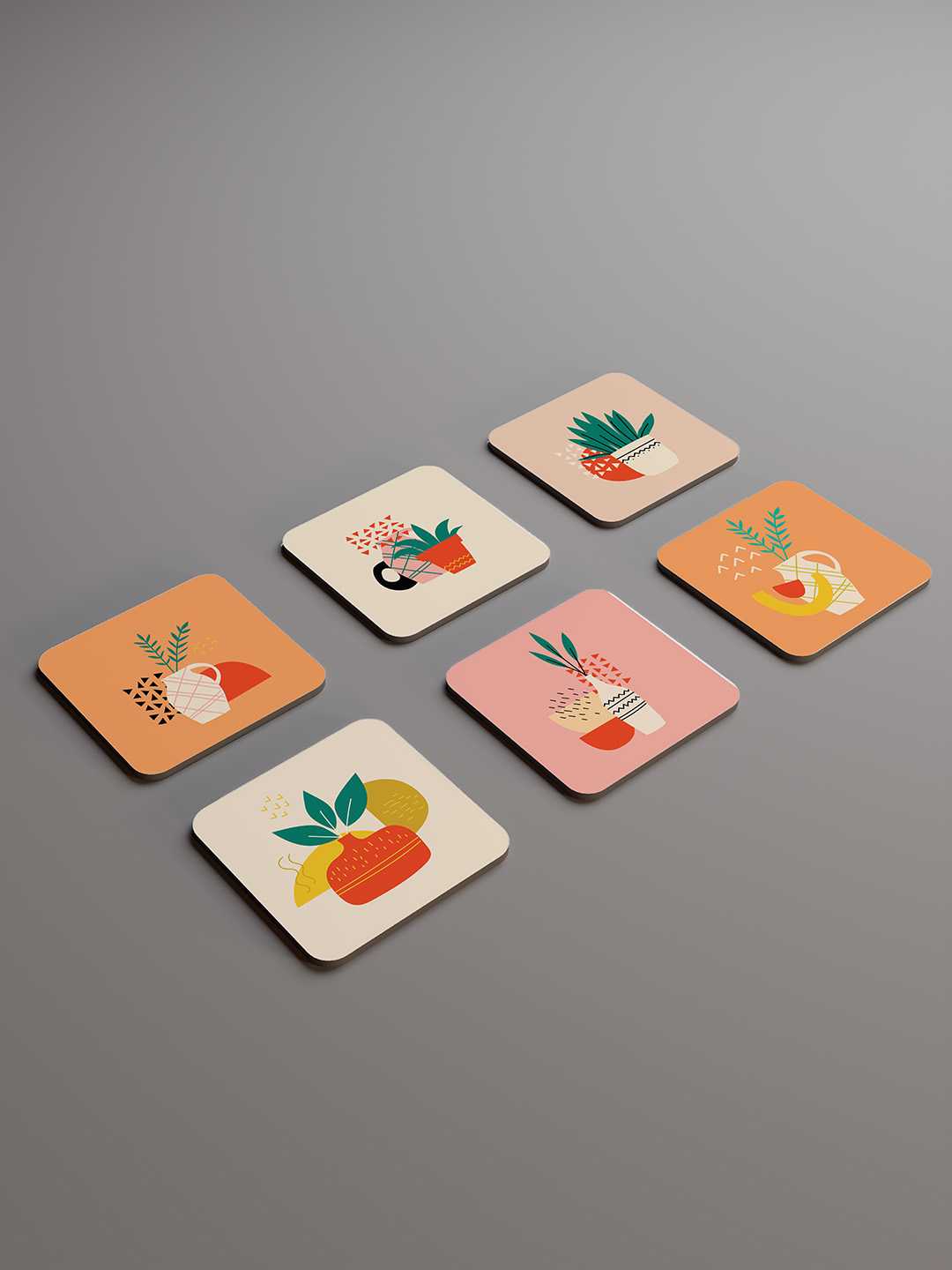 Boho Bloom Graphic Coasters - Pack of 6
