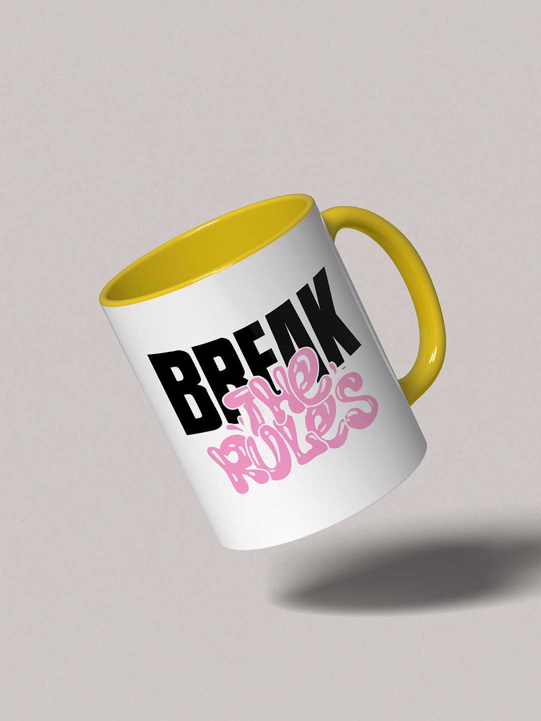 BREAK THE RULES Graphic Printed Ceramic Mug