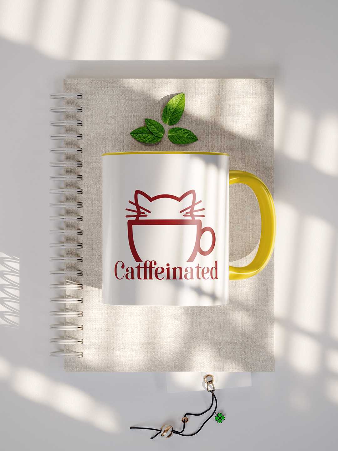 CATFFEINATED Graphic Printed Ceramic Mug