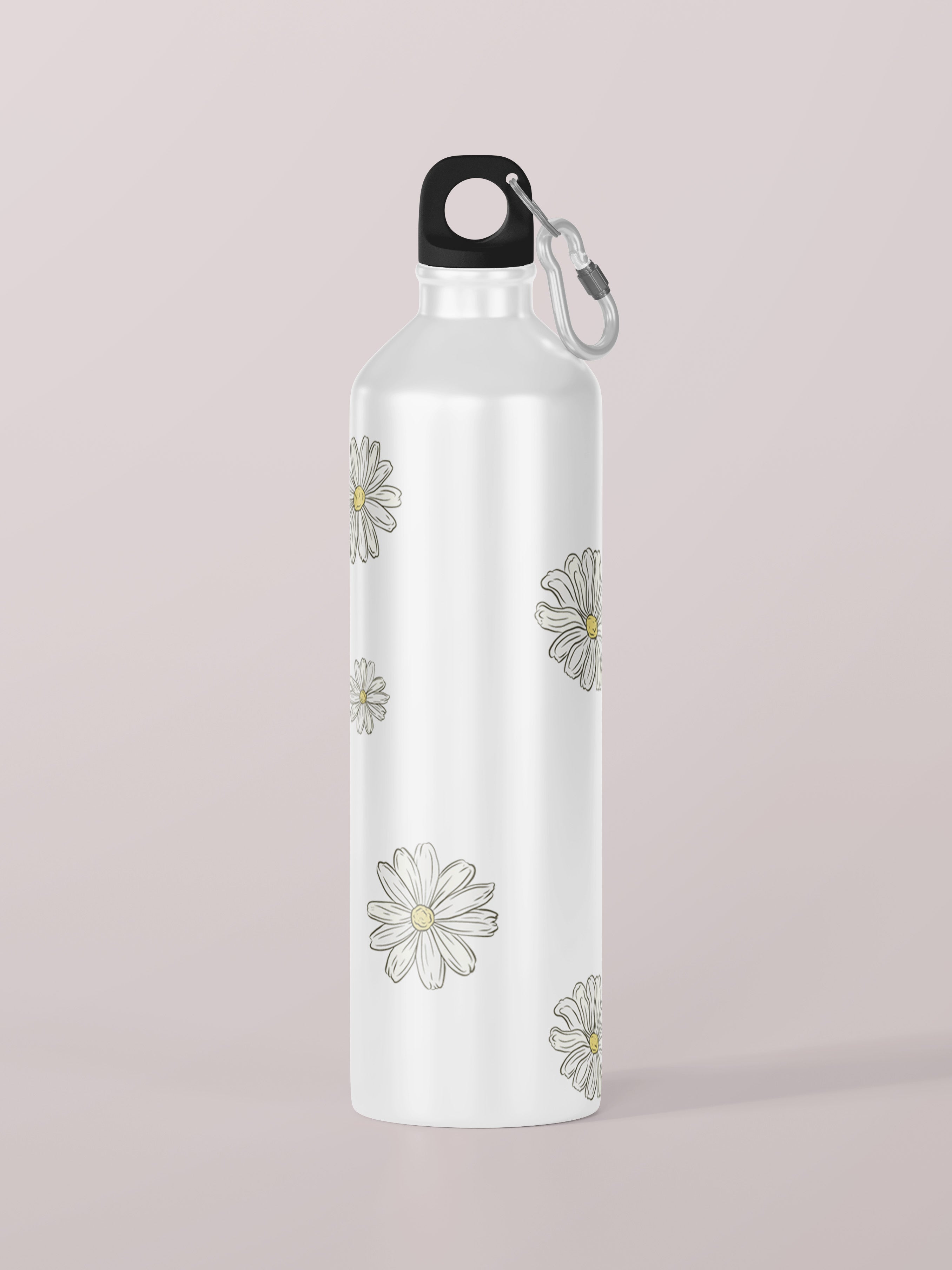 Daisy Flower Pattern Graphic Metal Bottle