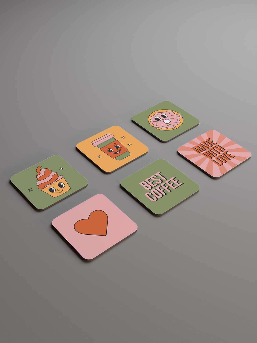 Love and Latte Graphic Coasters - Pack of 6