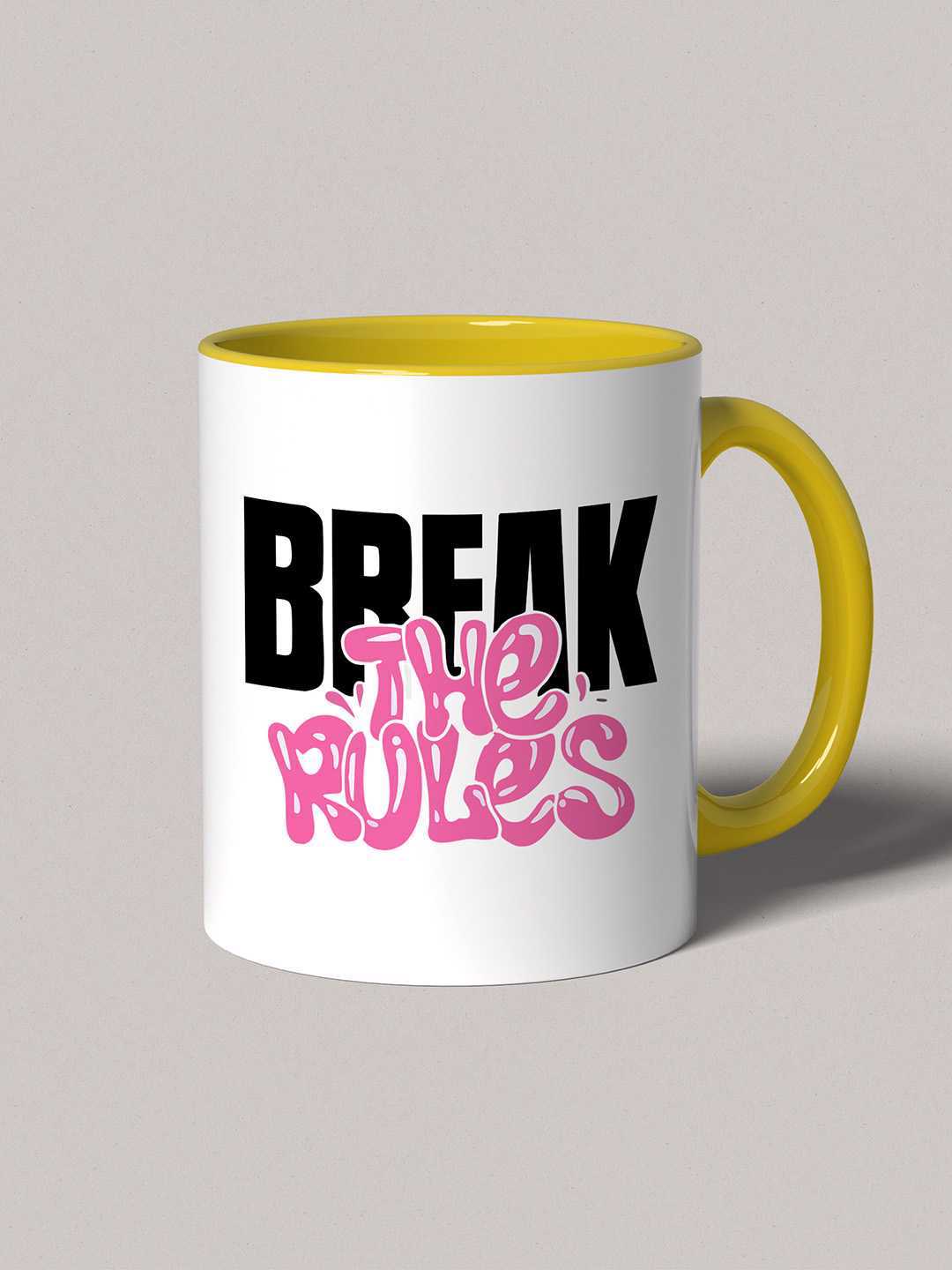 BREAK THE RULES Graphic Printed Ceramic Mug
