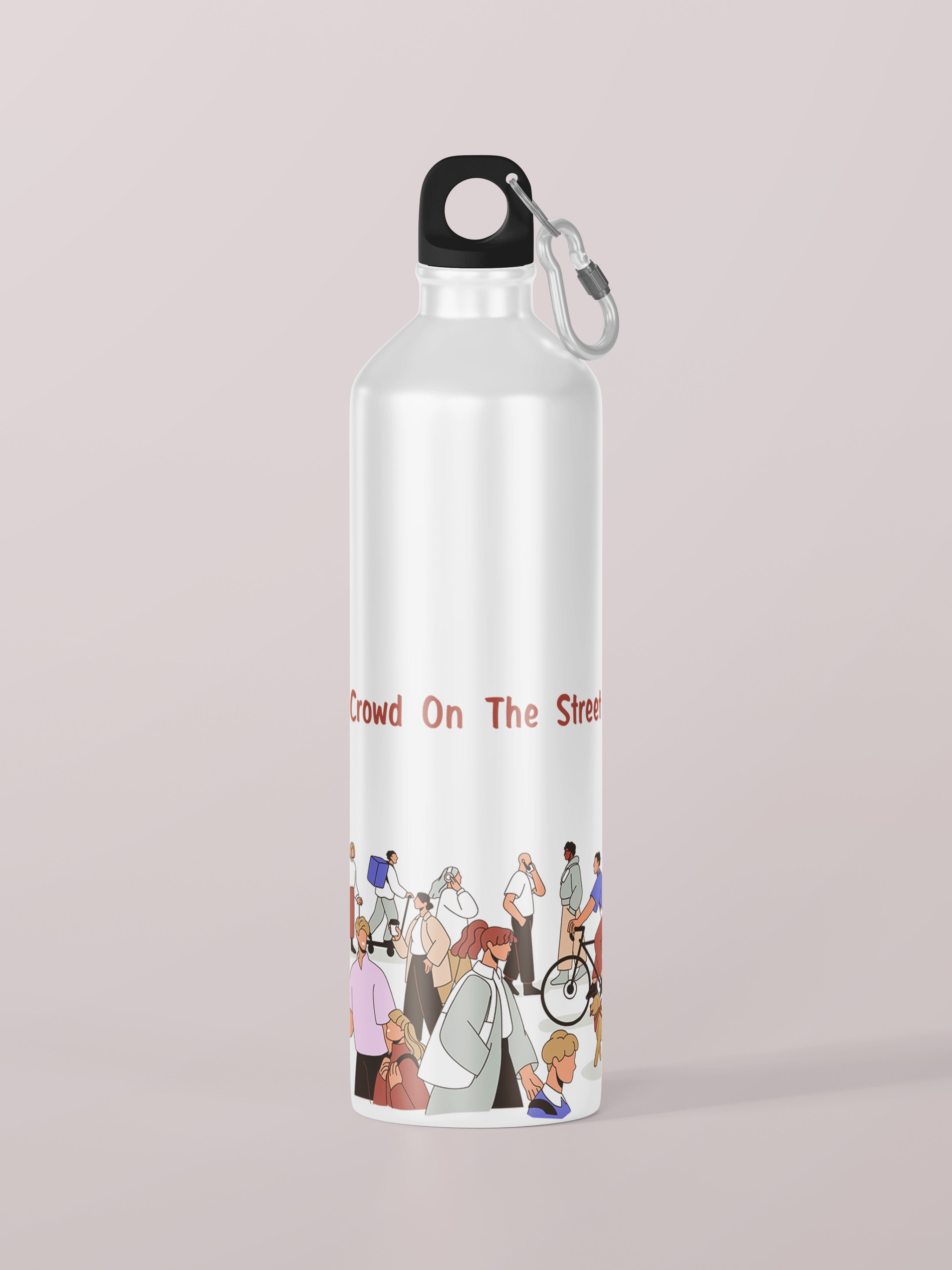 Crowd on Street Art Graphic Metal Bottle
