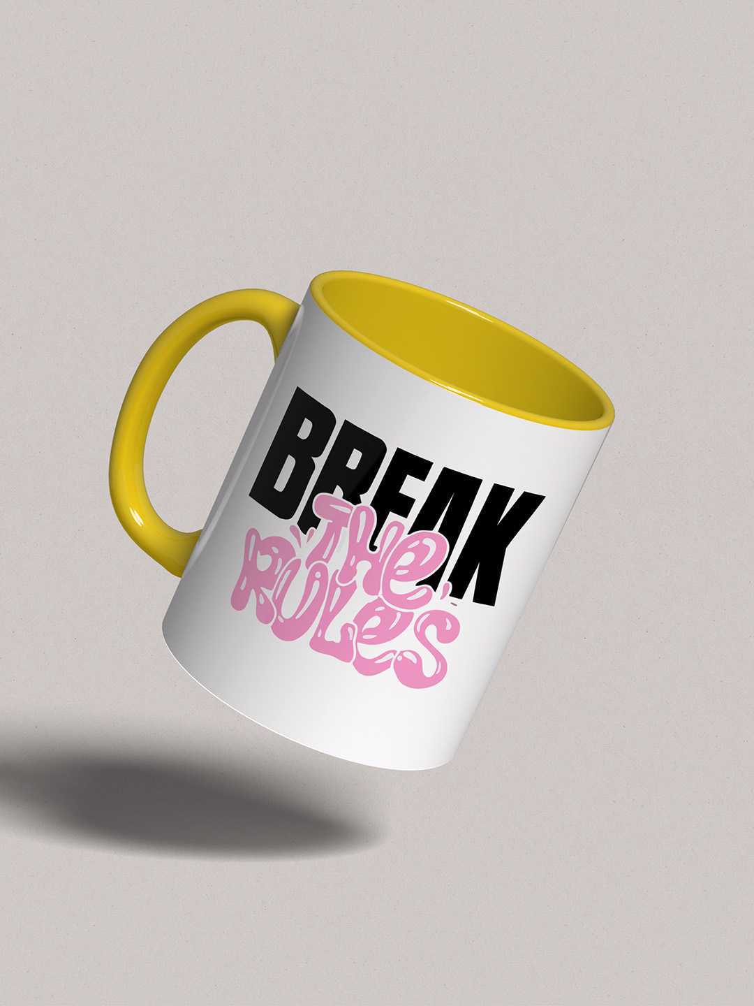 BREAK THE RULES Graphic Printed Ceramic Mug