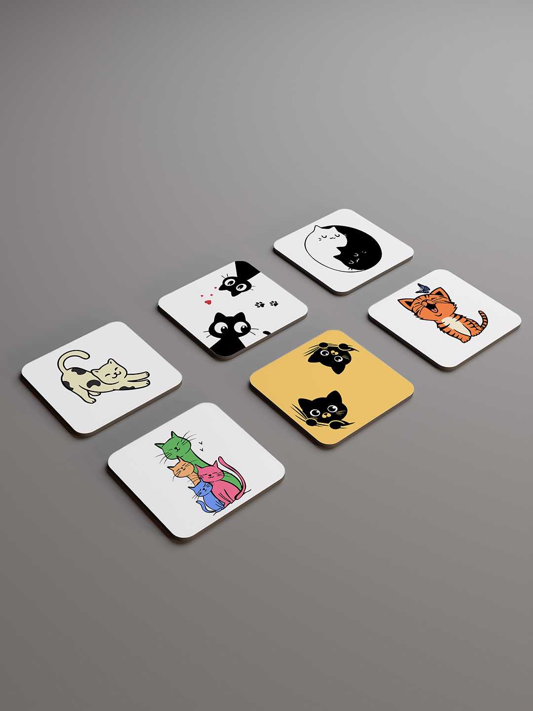 Cats Graphic Coasters - Pack of 6