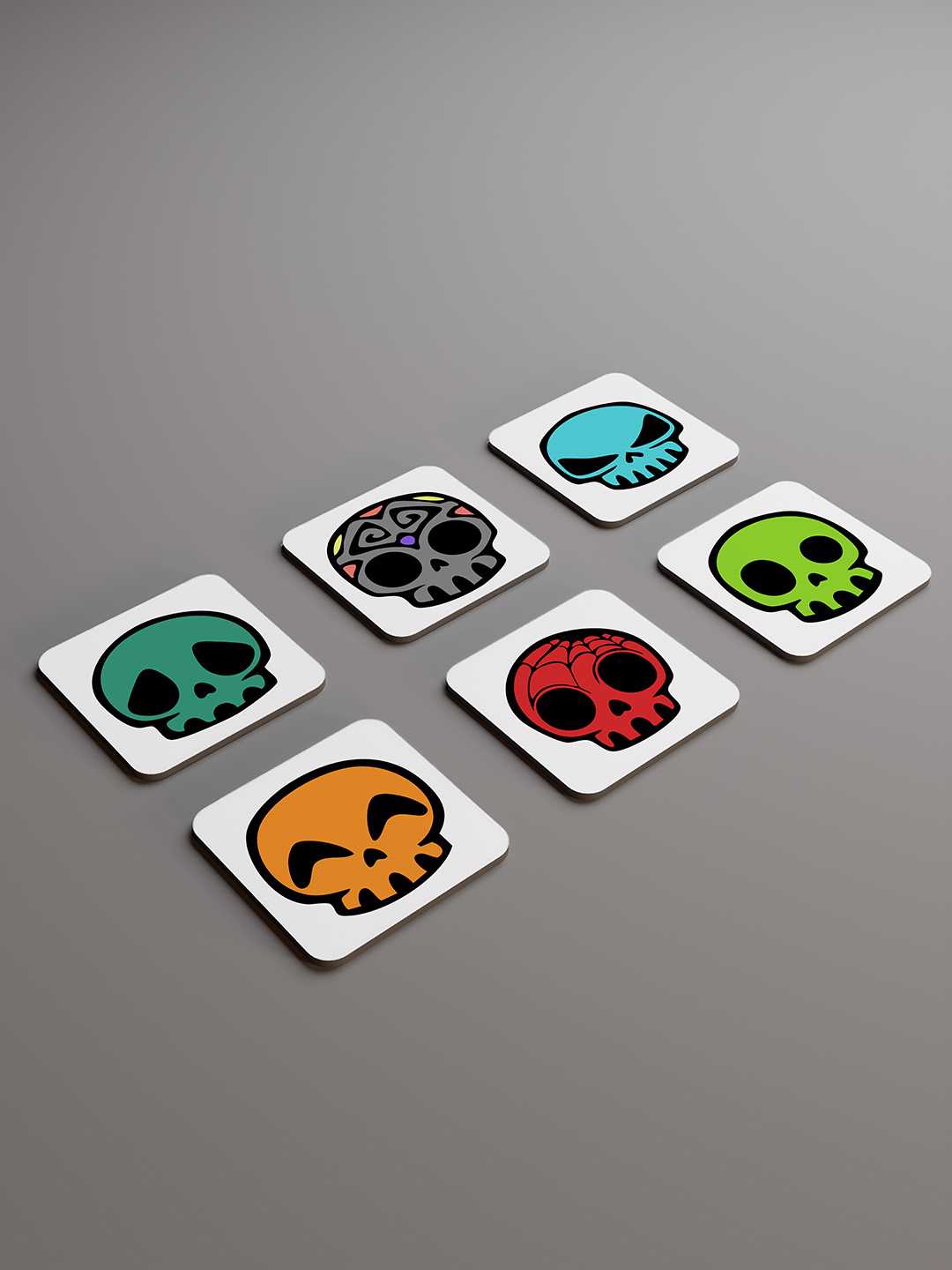 Skull Graphic Coasters - Pack of 6