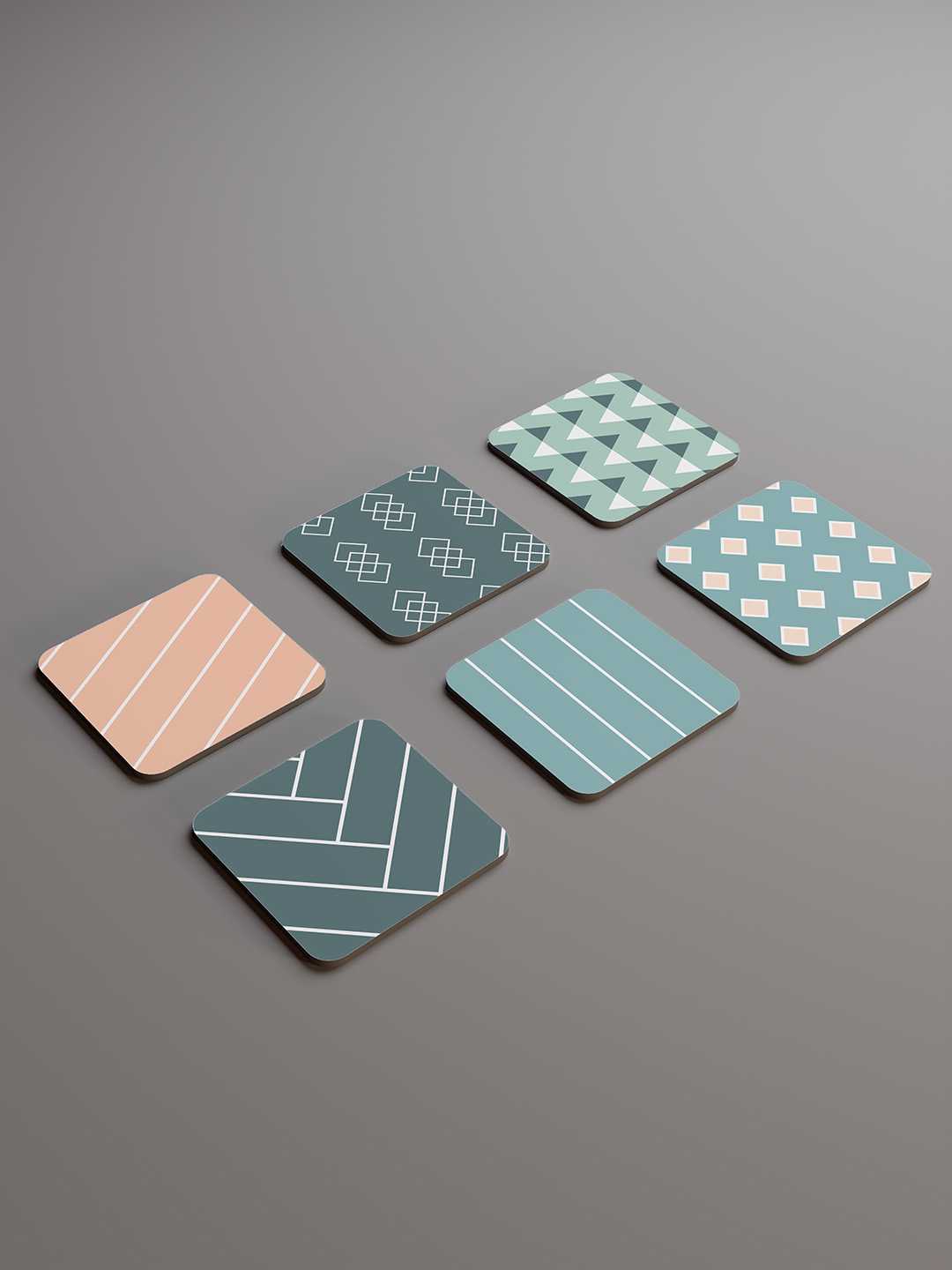 Pastel Geometry Art Graphic Coasters - Pack of 6