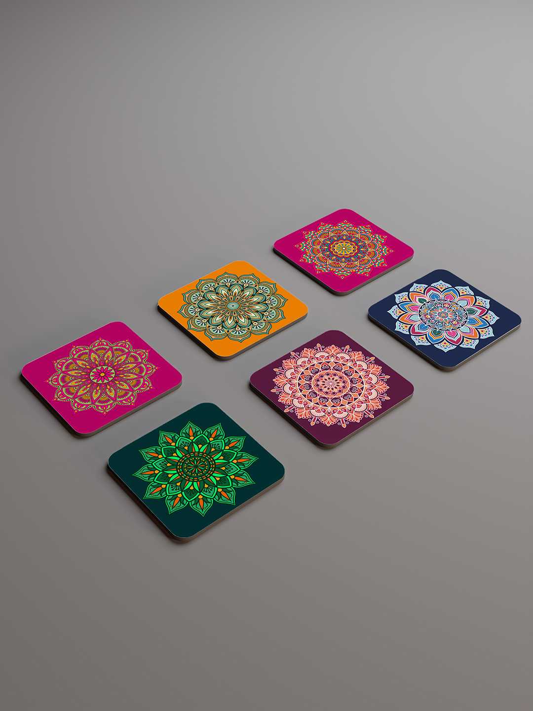 Mandala Pattern Graphic Coasters - Pack of 6