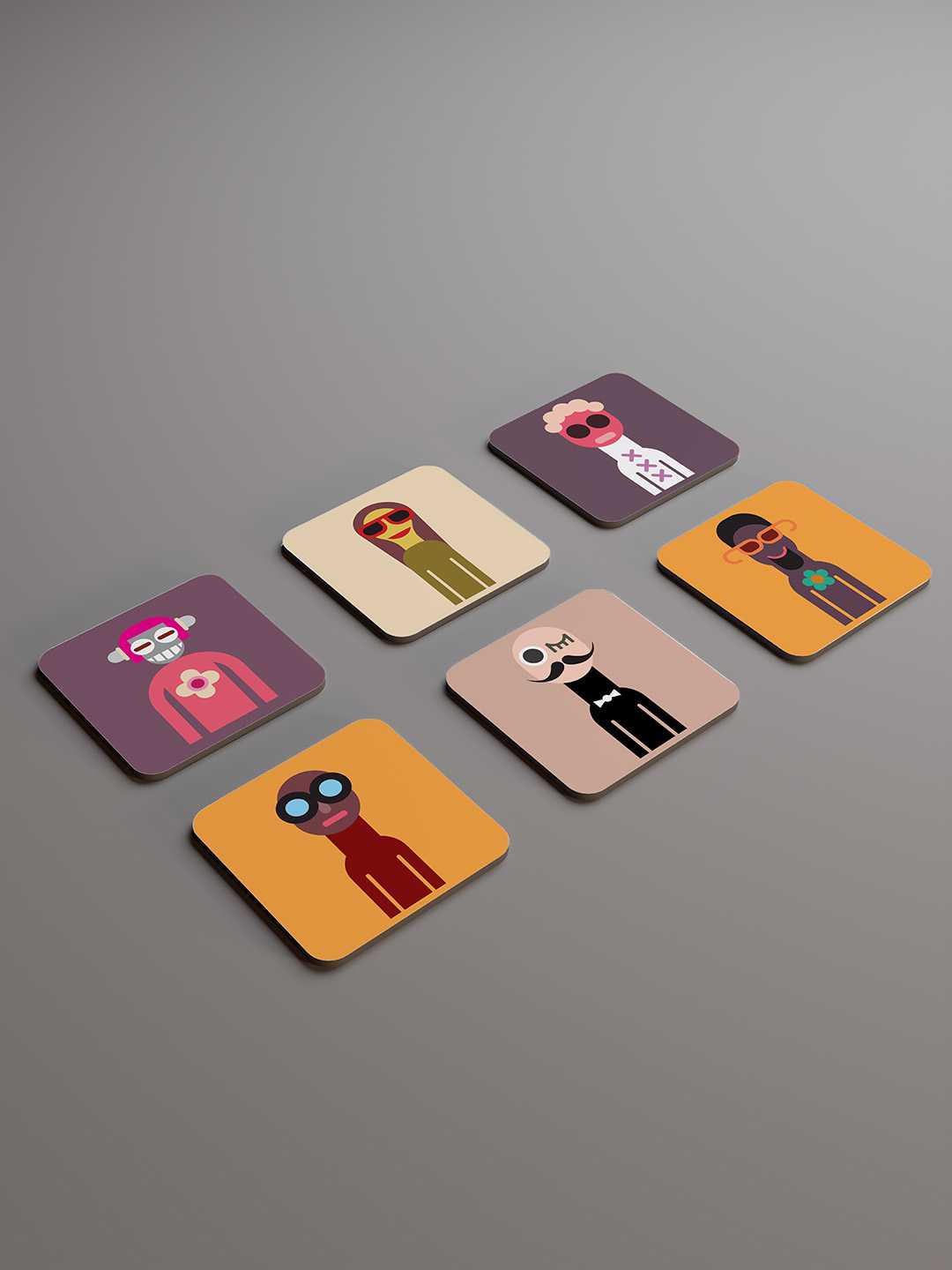 The Cool Crew Graphic Coasters - Pack of 6