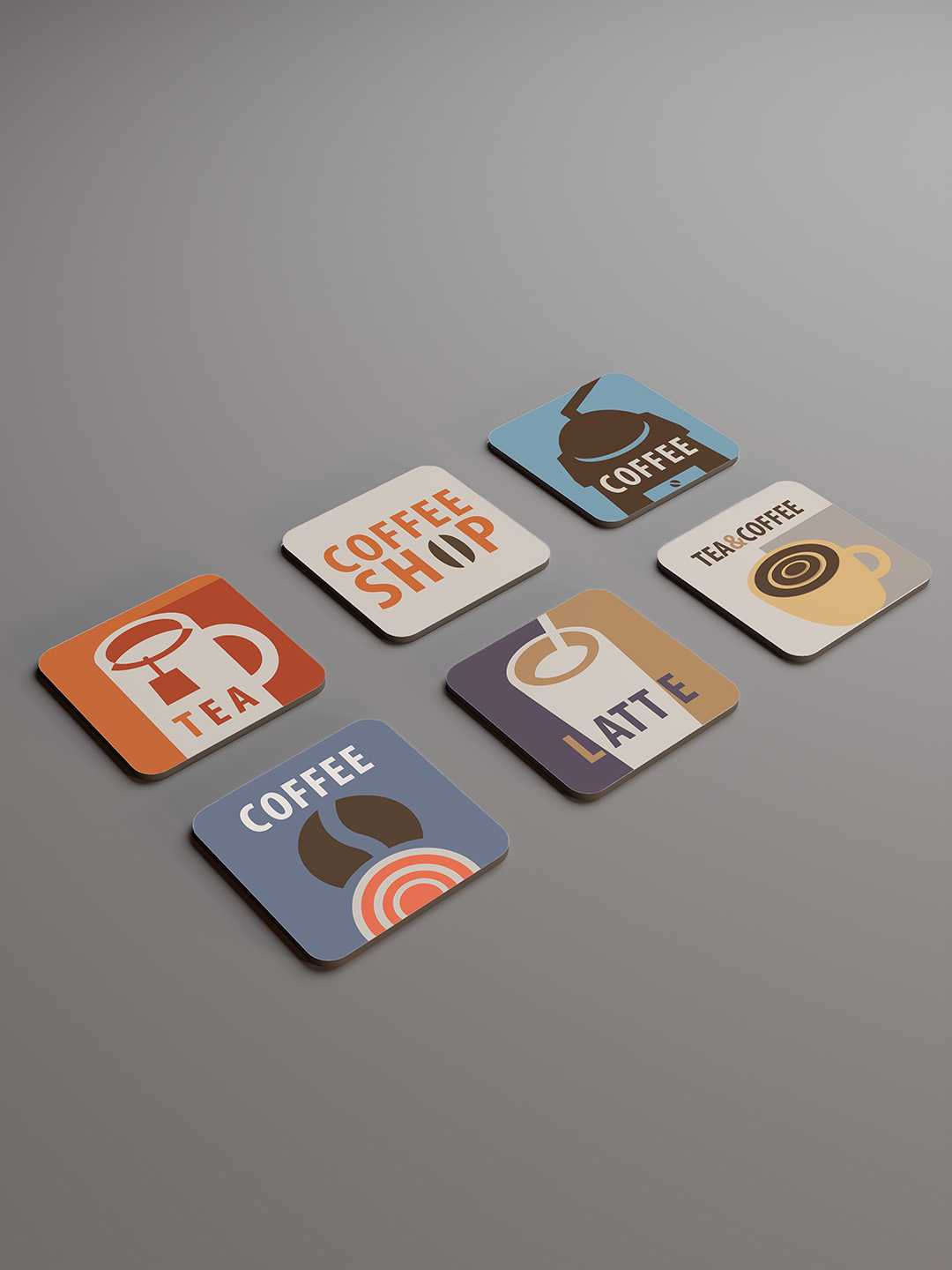 Tea & Coffee Graphic Coasters - Pack of 6