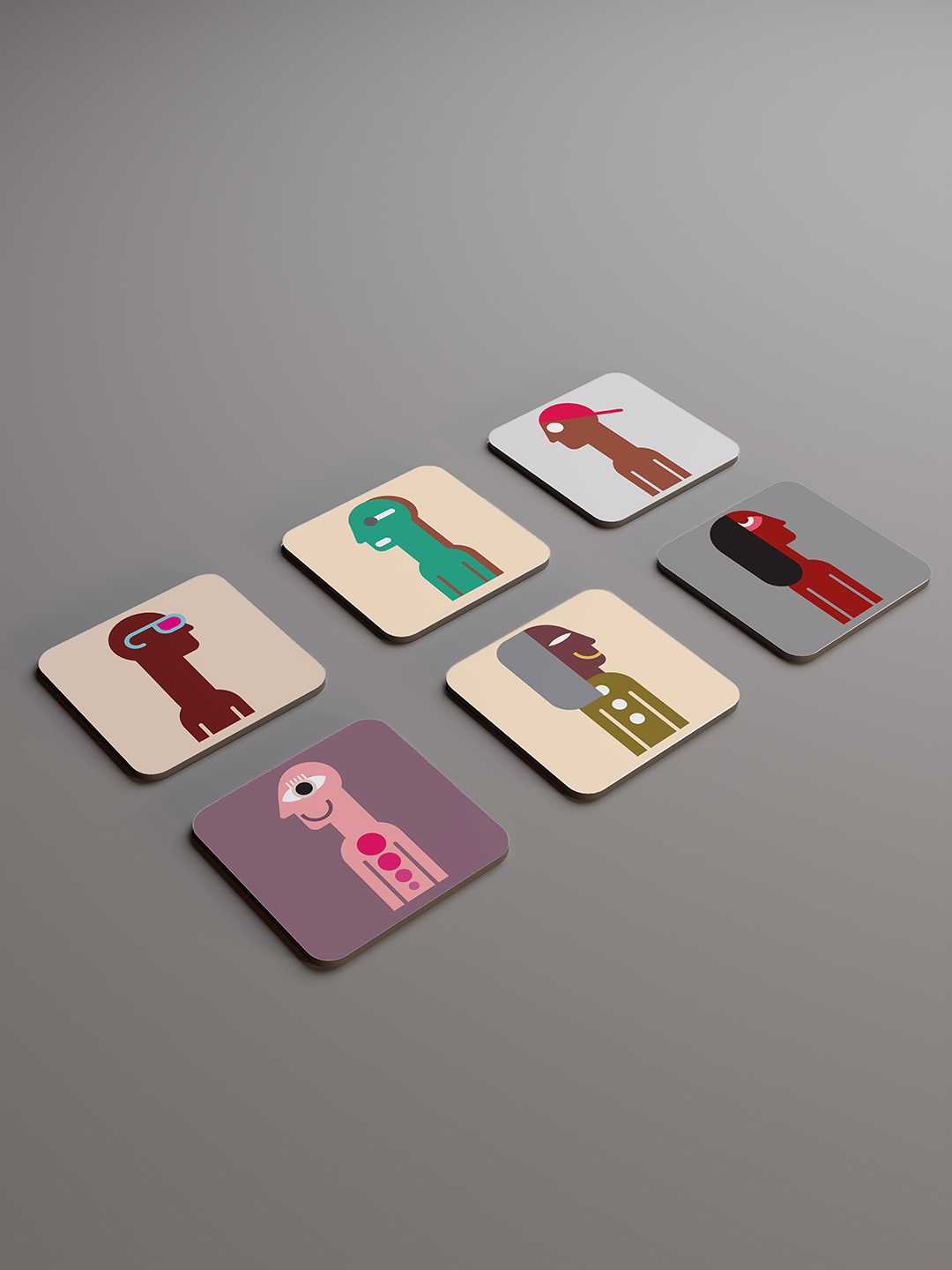 The Quirky Squad Graphic Coasters - Pack of 6