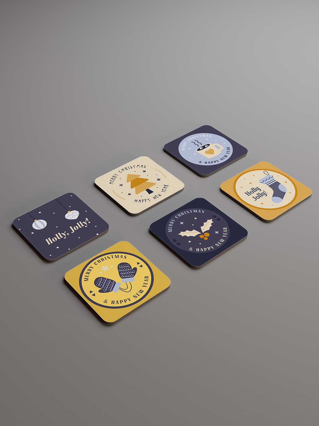 Christmas Graphic Coasters - Pack of 6