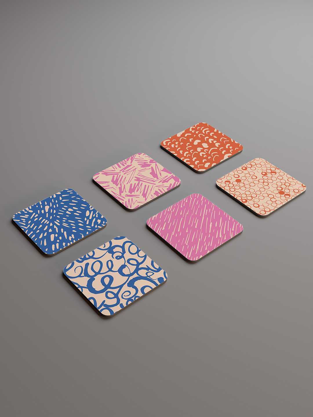 Doodle Pop Pattern Graphic Coasters - Pack of 6