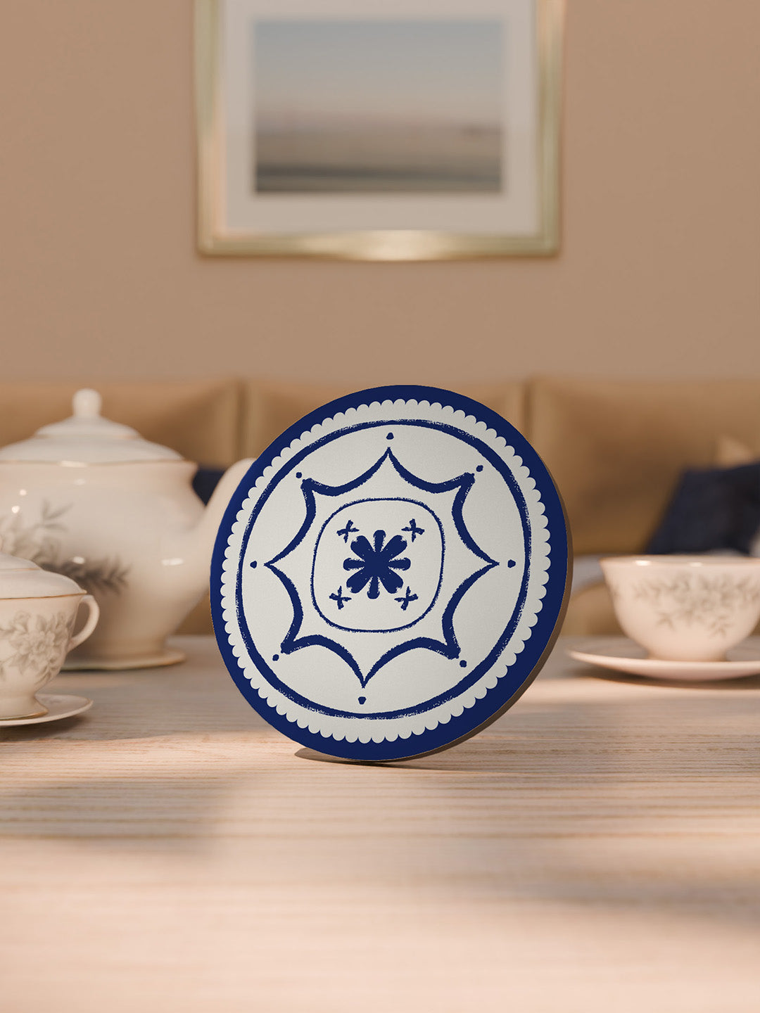 Indigo Charm Graphic Coasters - Pack of 6