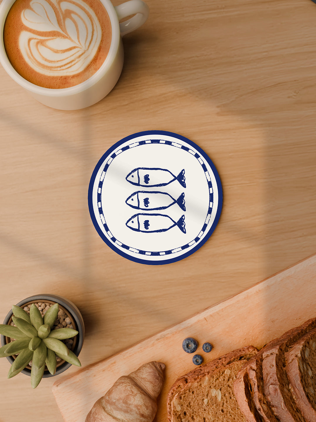 Indigo Charm Graphic Coasters - Pack of 6