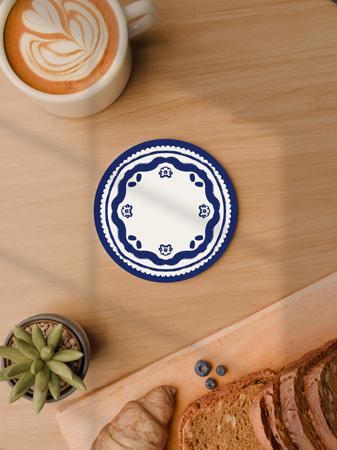Indigo Charm Graphic Coasters - Pack of 6