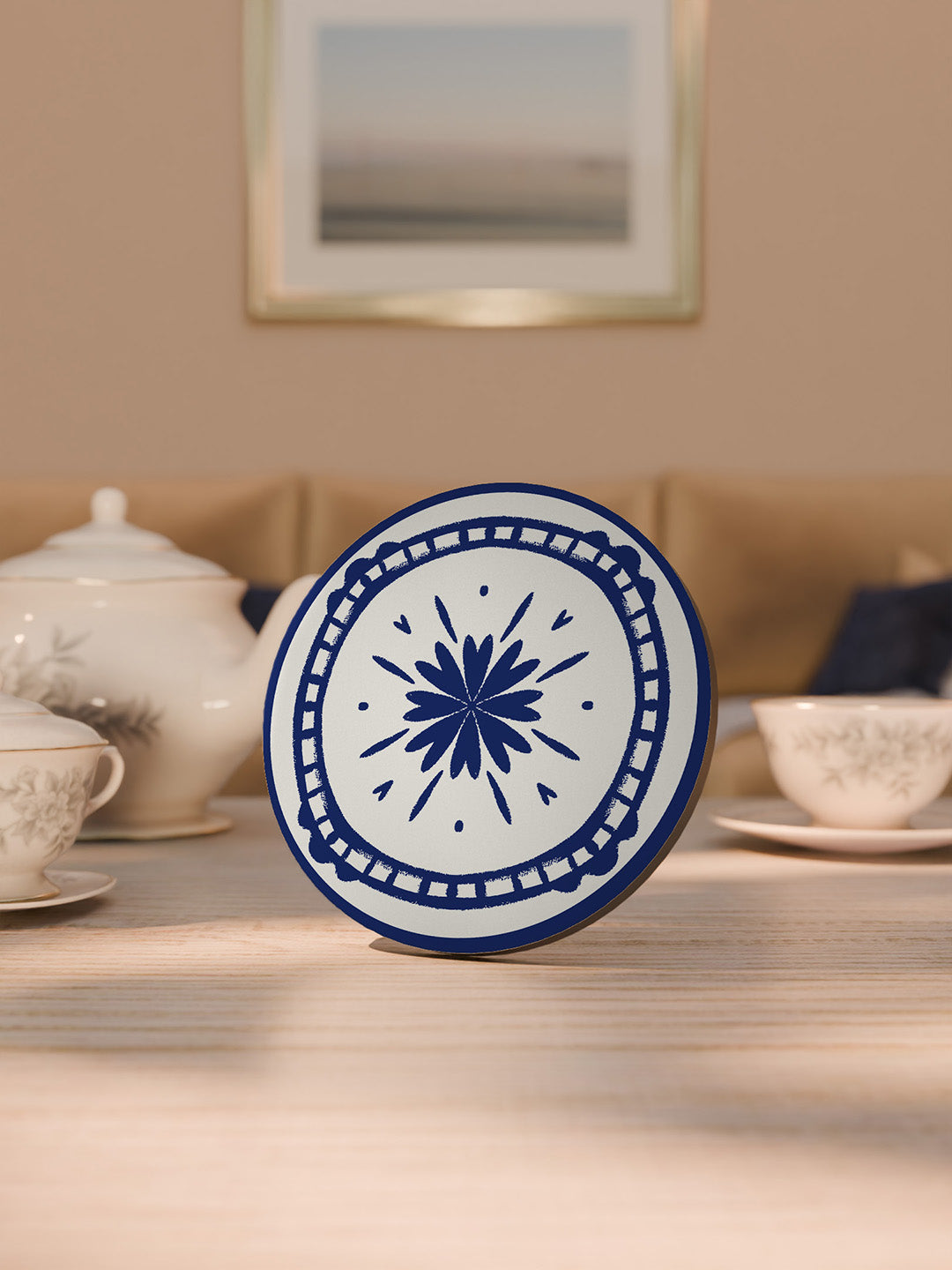 Indigo Charm Graphic Coasters - Pack of 6