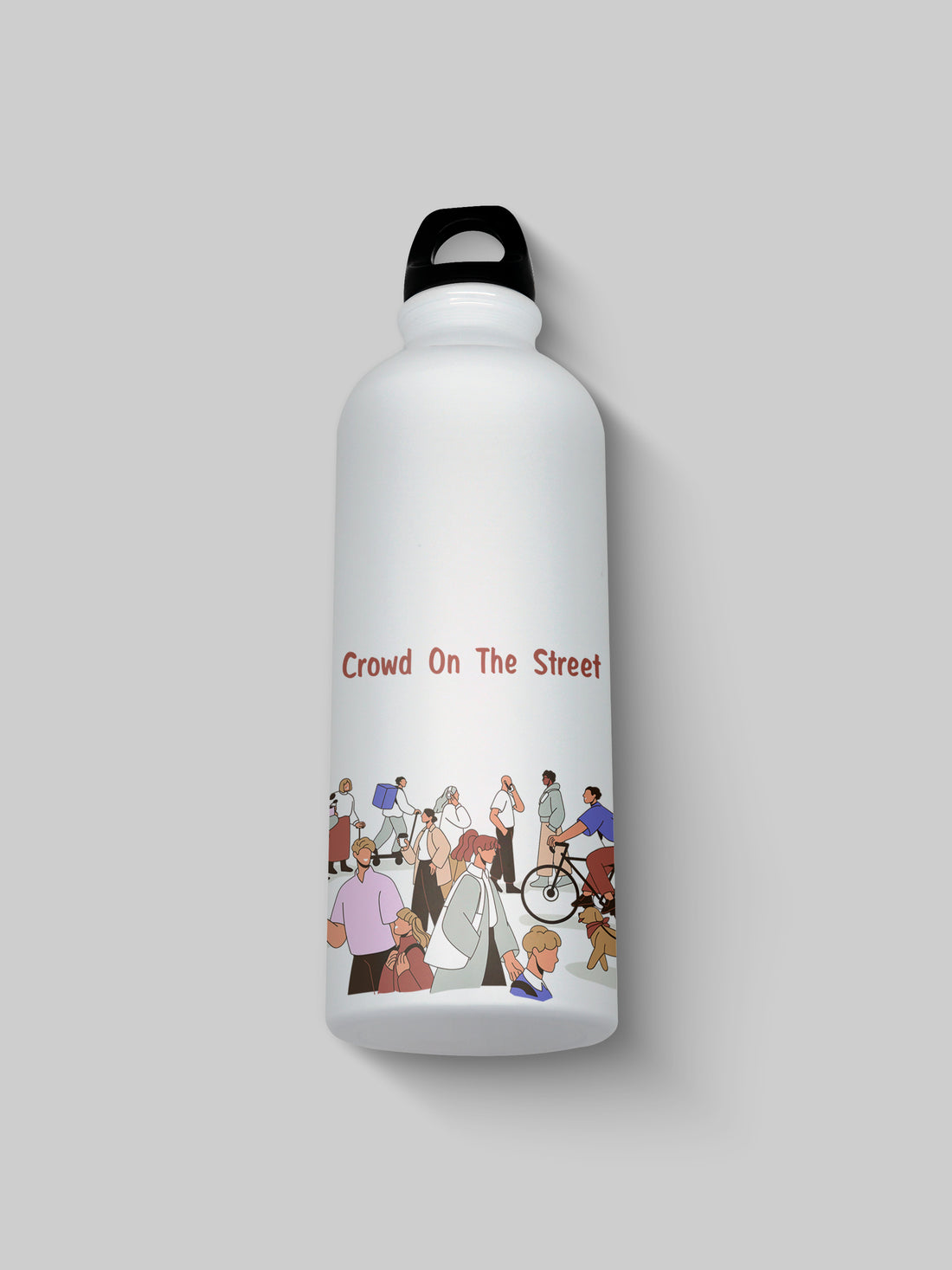 Crowd on Street Art Graphic Metal Bottle