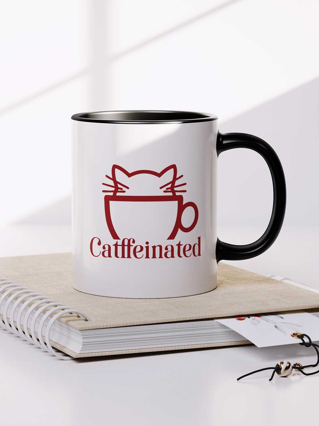 CATFFEINATED Graphic Printed Ceramic Mug
