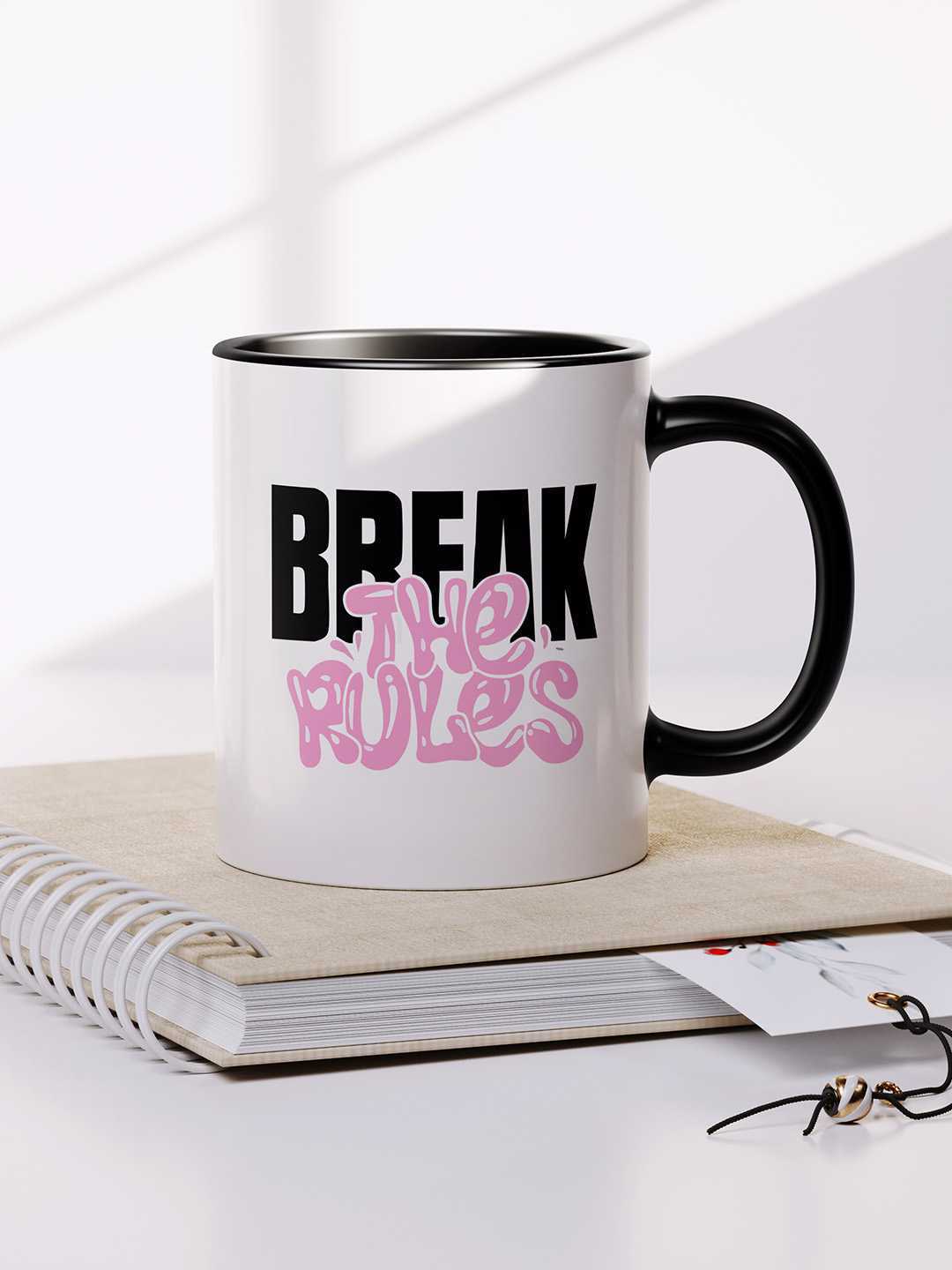 BREAK THE RULES Graphic Printed Ceramic Mug