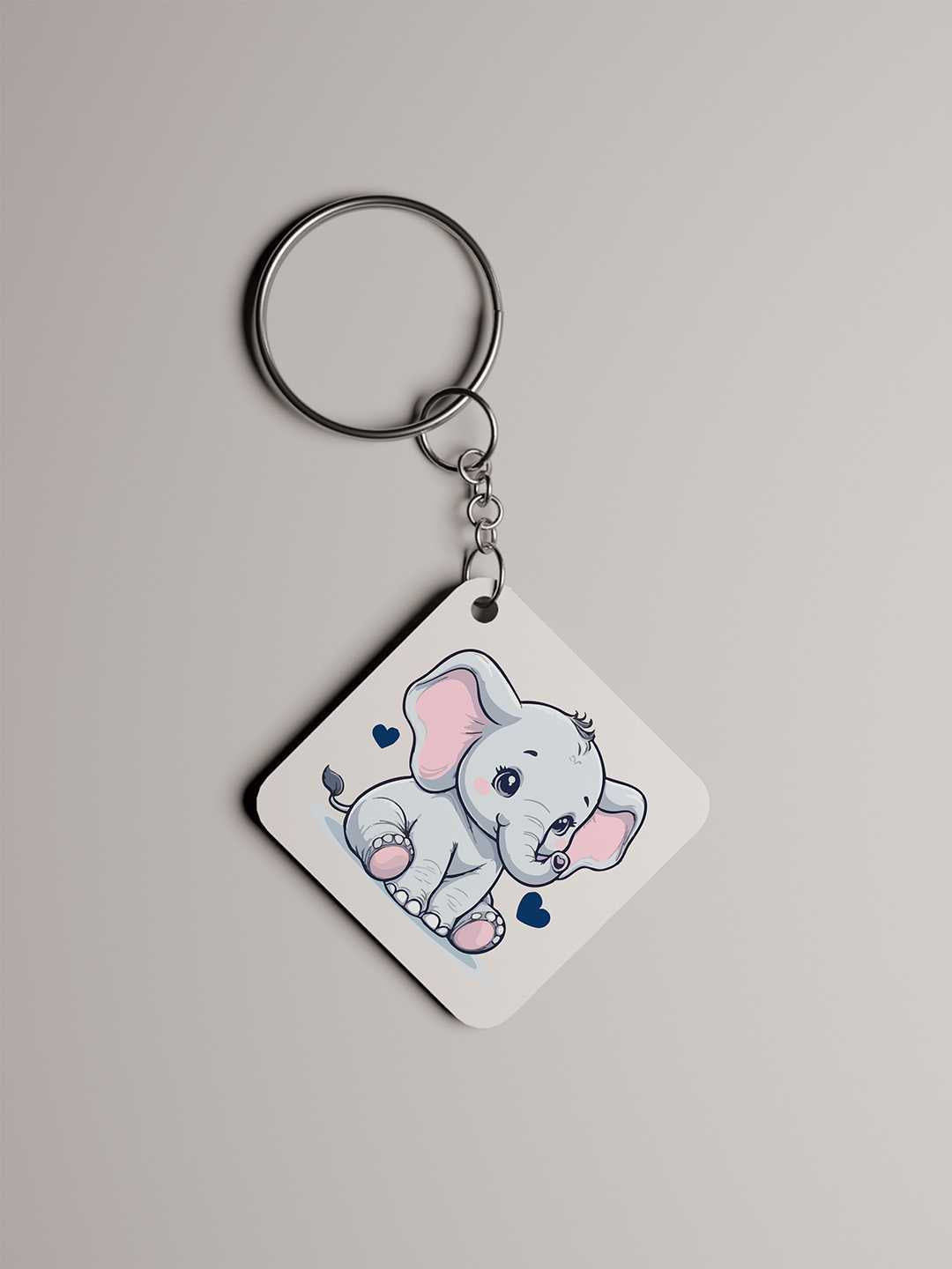 Baby Elephant Graphic Keychain