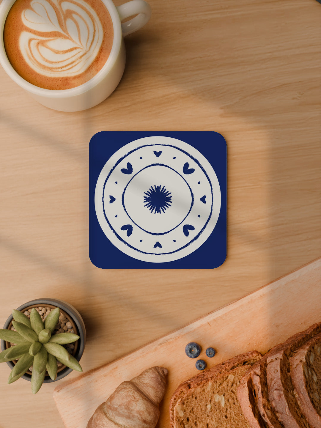 Indigo Charm Graphic Coasters - Pack of 6