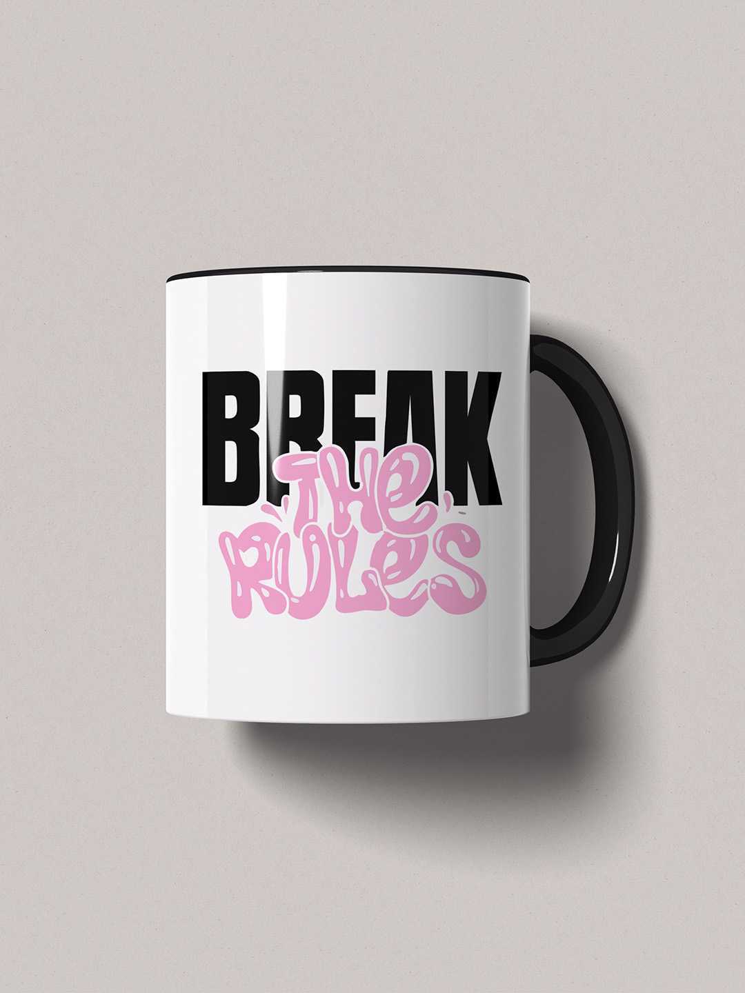 BREAK THE RULES Graphic Printed Ceramic Mug